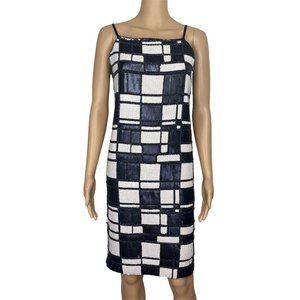 W by Worth NWT Navy and White Sequin Checkered Cocktail Dress